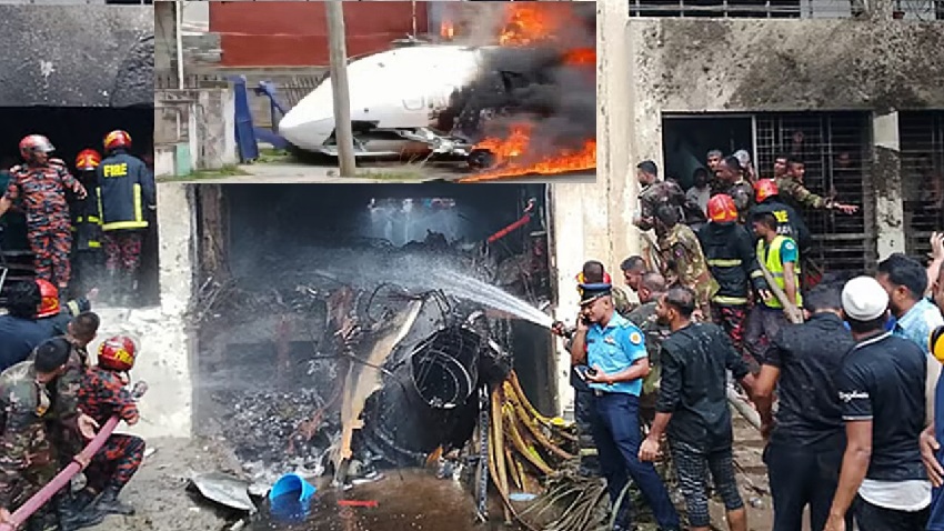 উত্তরায় বিমান বিধ্বস্ত, নিহত অন্তত ১৯,  আহত অর্ধশতাধিক