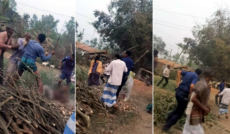 পুলিশের সামনেই শ্রমিককে কু‌পি‌য়ে হত্যার ভি‌ডিও ভাইরাল