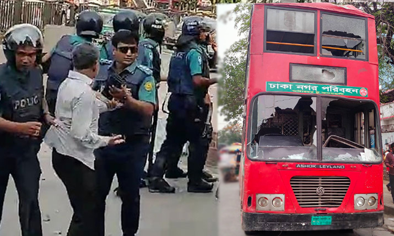 সায়েন্স ল্যাব এলাকায় পুলিশ-বিএনপি ধাওয়া পাল্টা ধাওয়া, গাড়ি ভাঙচুর